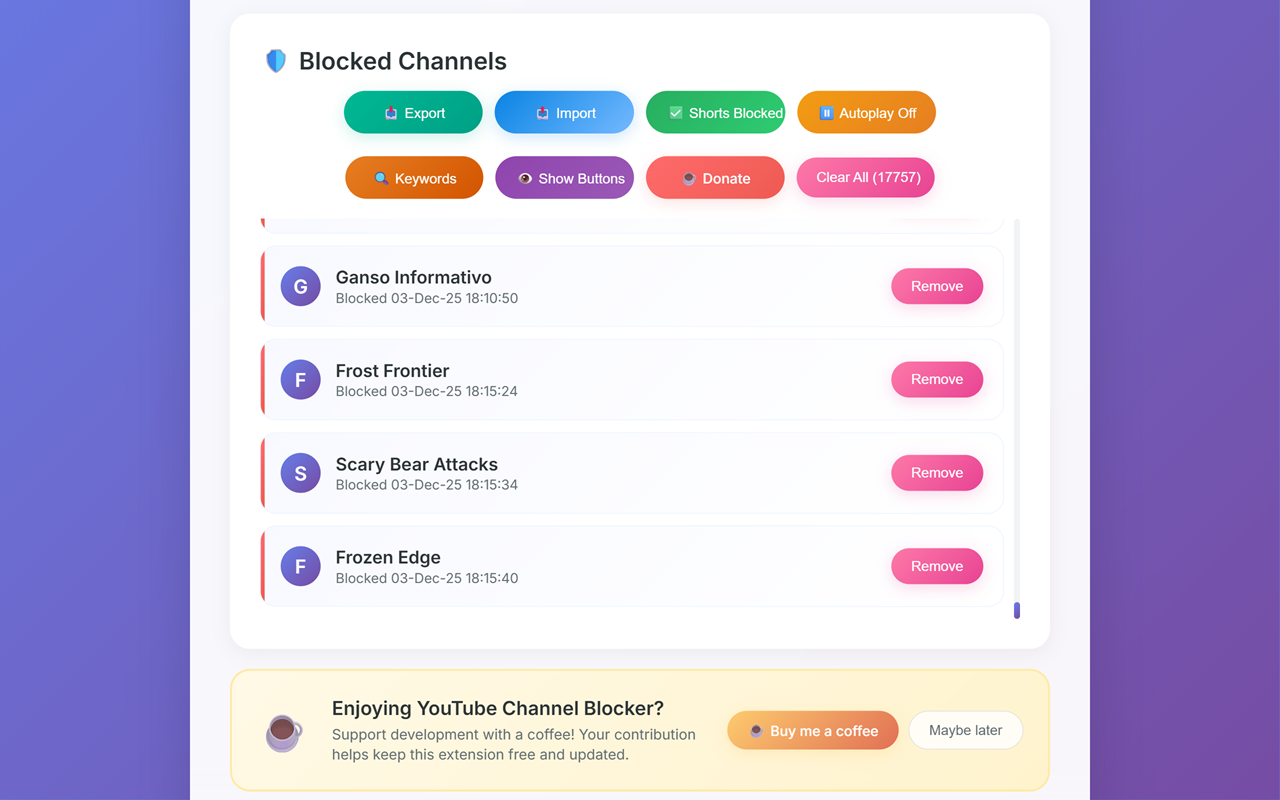 YouTube Channel Blocker - 截图 5