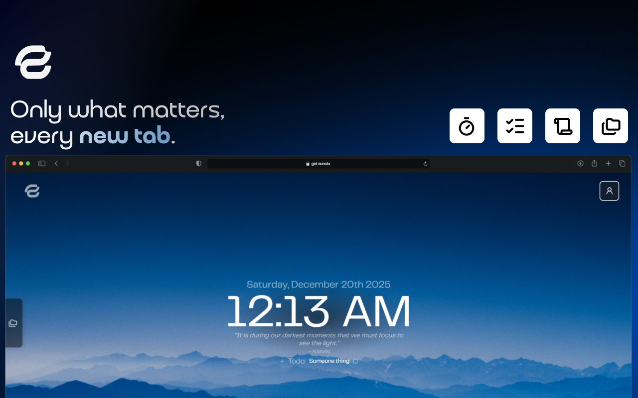 Eunoia - Minimal New Tab for Focused Work - 截图 3