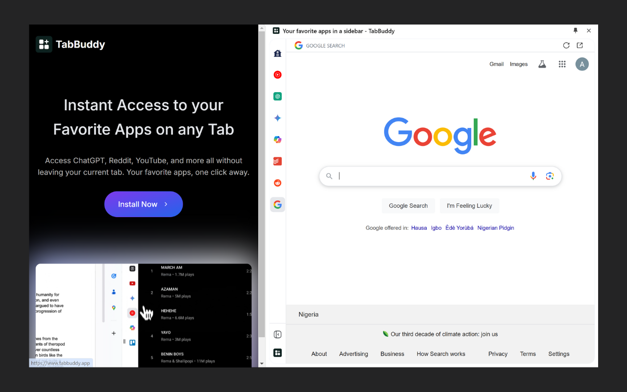 Sidebar & App Launcher for ChatGPT, YouTube, Reddit & More - TabBuddy - 截图 2