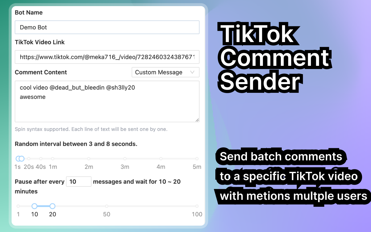 TikCom - TT Comment Sender - 截图 1