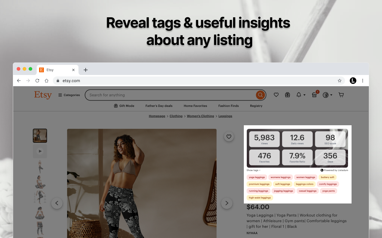 Etsy SEO & Listing Analyzer by Listadum - 截图 1