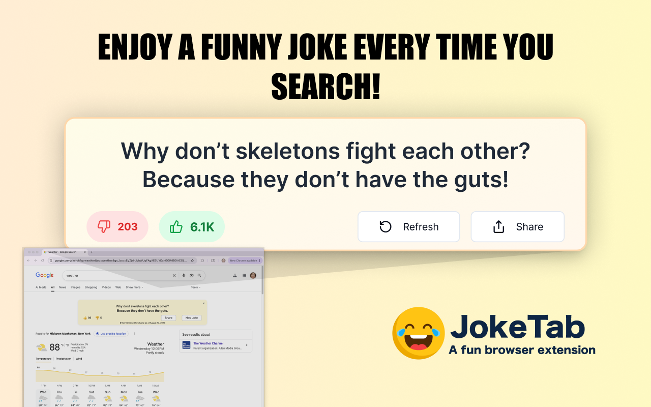 JokeTab: Fun jokes for you - Free money for charity - 截图 1