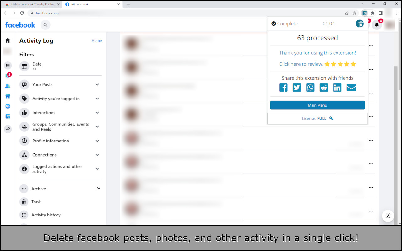 Delete Facebook™ Posts, Photos, etc. - 截图 2