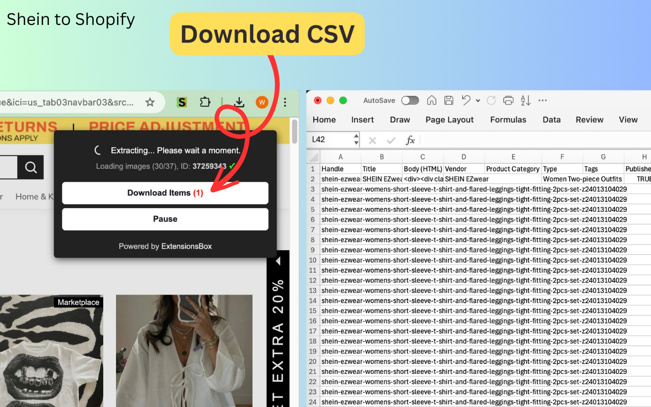 Shein 到 Shopify 的 CSV 导出工具 - 截图 3