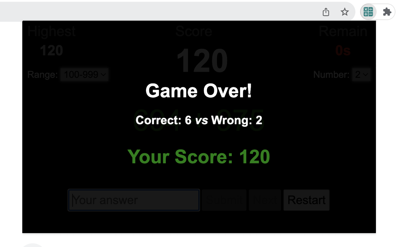 Math Flashcard Game - 截图 3