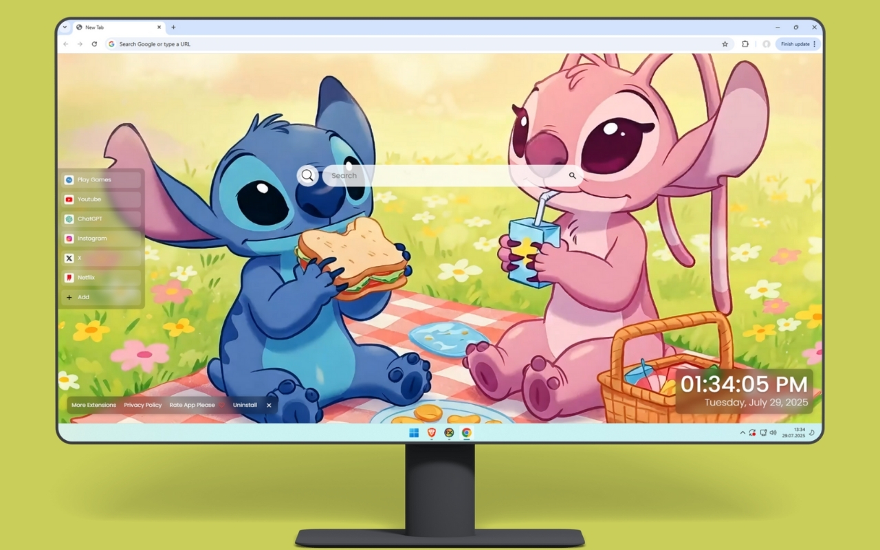 Stitch and Angel Picnic Live Wallpaper - 截图 1