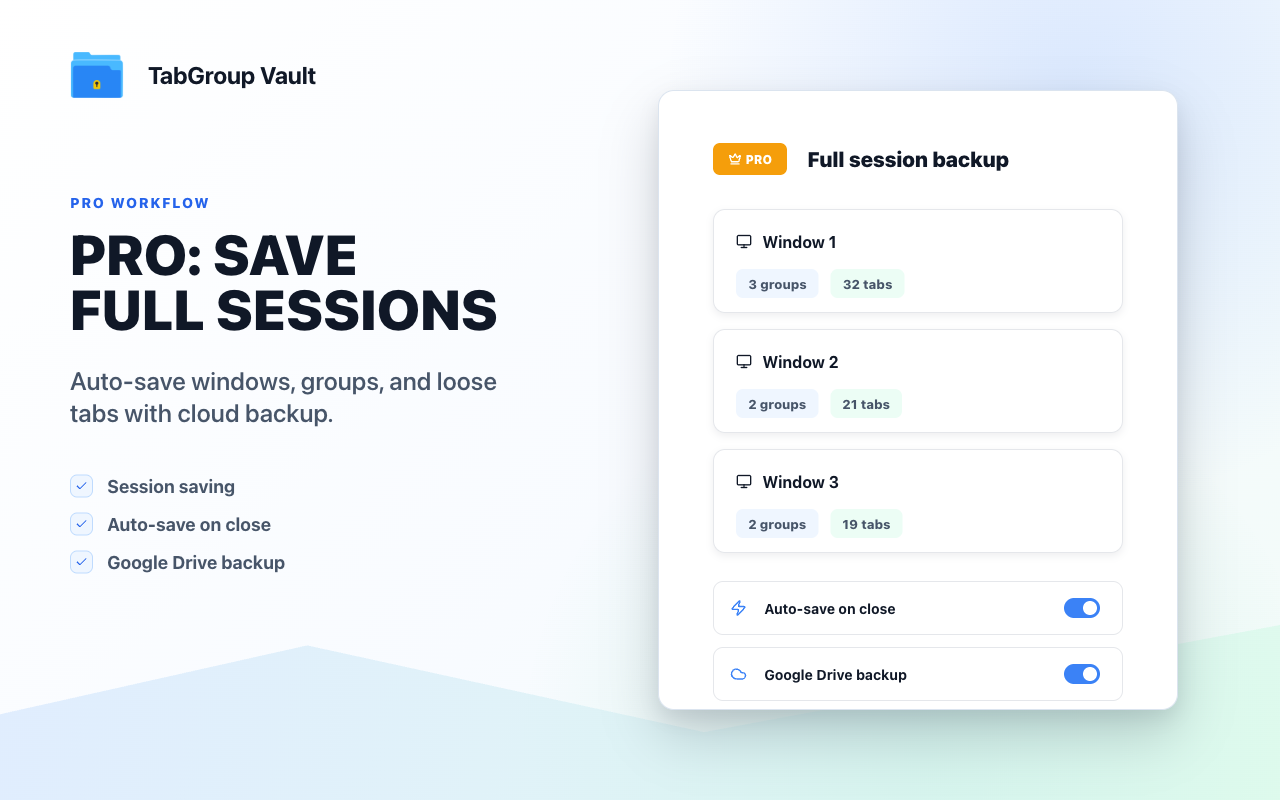 TabGroup Vault — 备份和恢复 Chrome 标签页组 - 截图 2