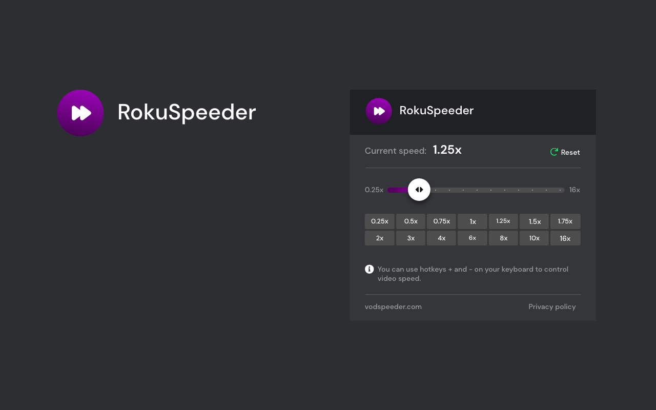 Roku Channel Speeder: adjust playback speed - 截图 1