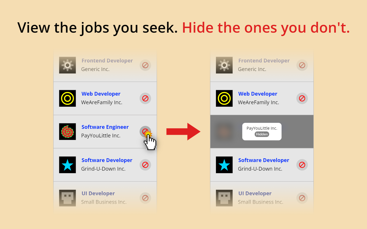 Hide n' Seek: Hide Promoted Jobs & Companies - 截图 4