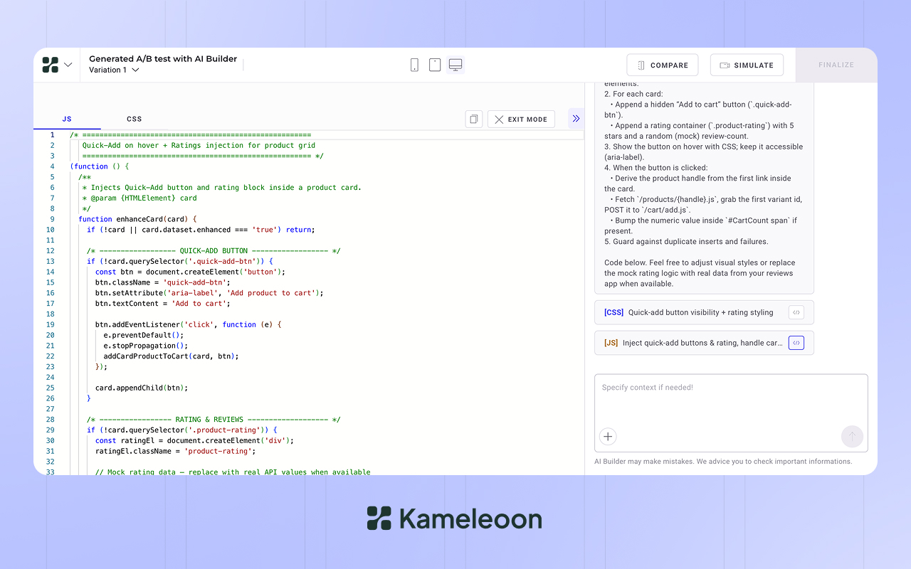 Kameleoon Prompt-Based Experimentation (PBX) - 截图 3