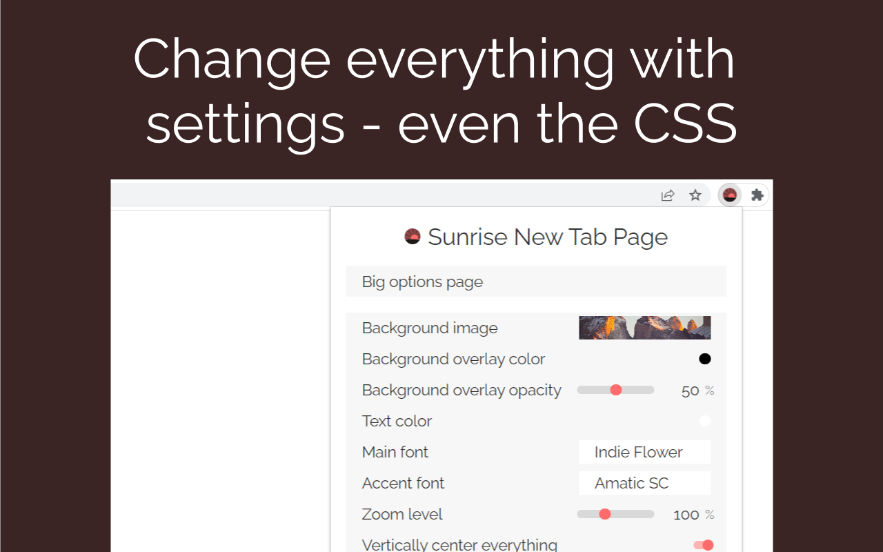 Sunrise New Tab Page - 截图 1