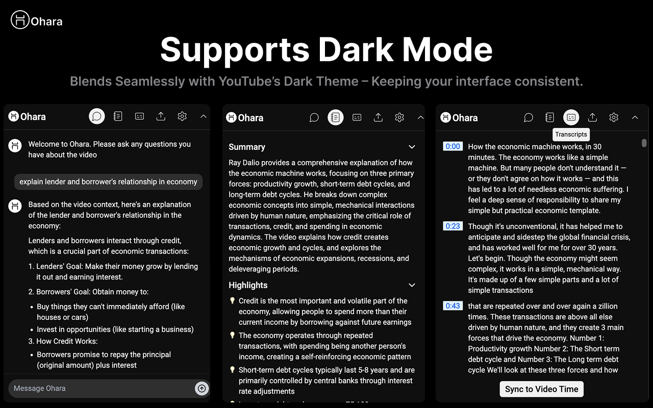 Youtube Summary and Chat - Ohara Video AI Assistant - 截图 1