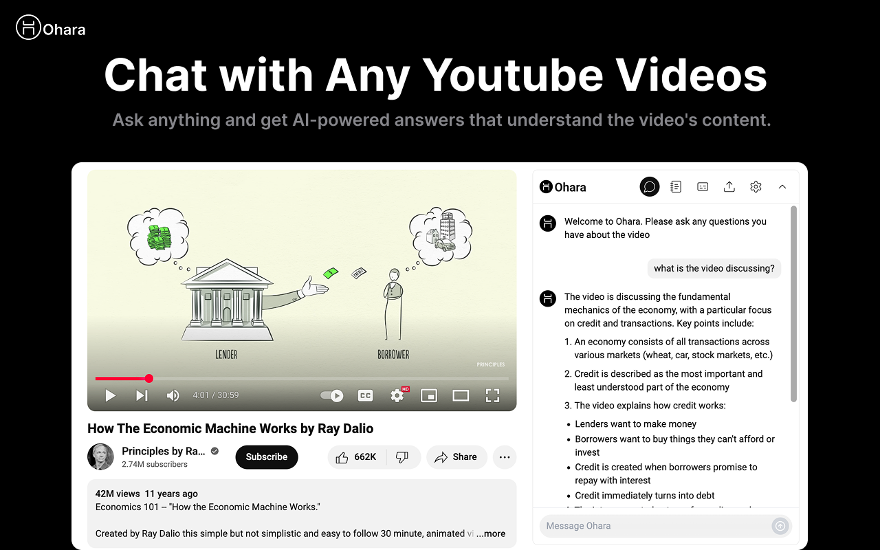 Youtube Summary and Chat - Ohara Video AI Assistant - 截图 2