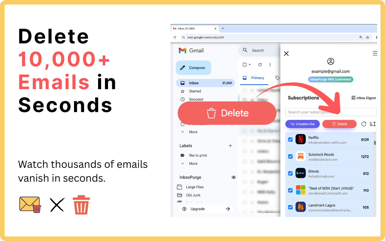 Gmail Mass Unsubscribe & Delete Emails - InboxPurge - 截图 4