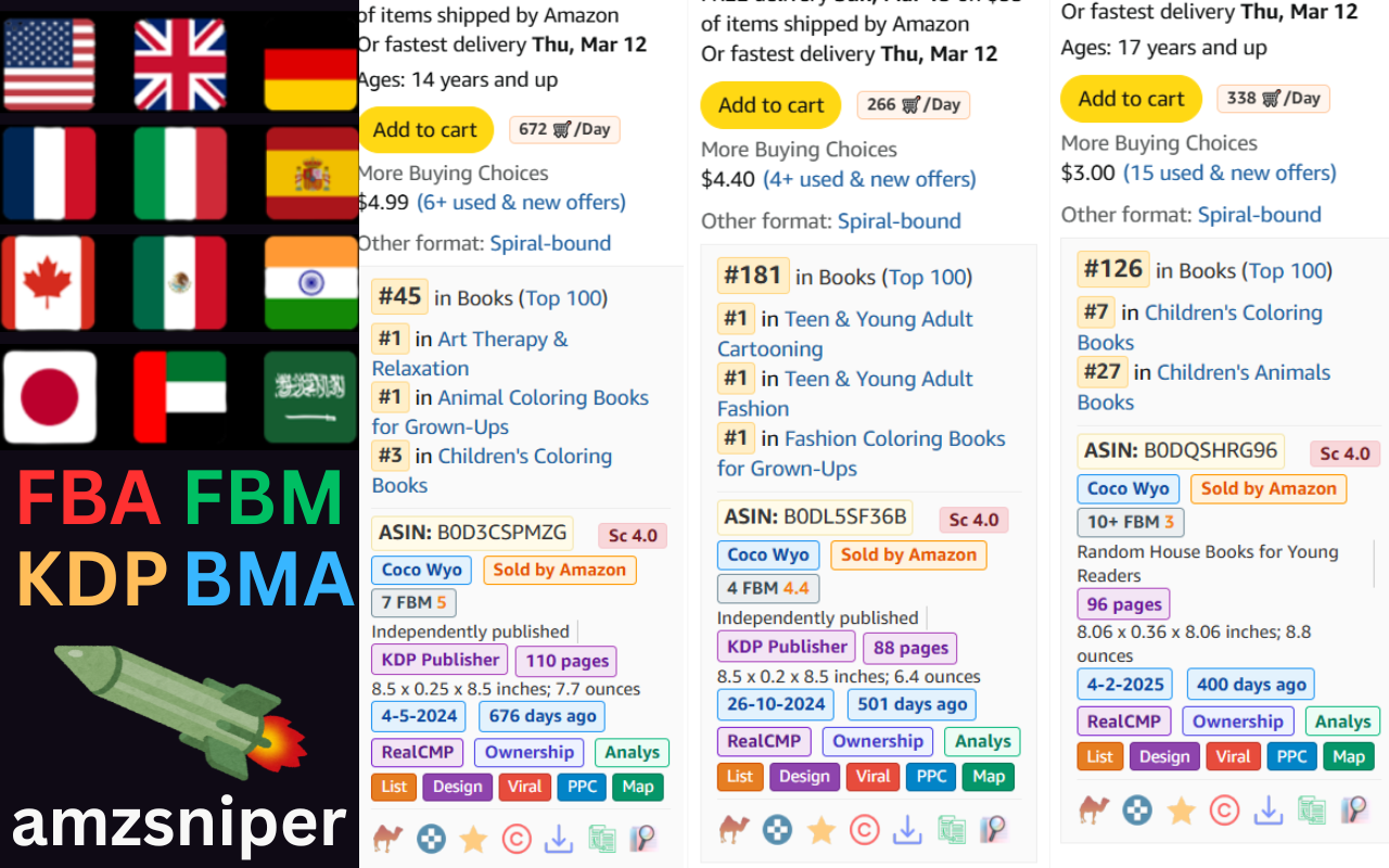 AMZ Sniper PRO For Merch Amazon & KDP & fba & fbm - 截图 4