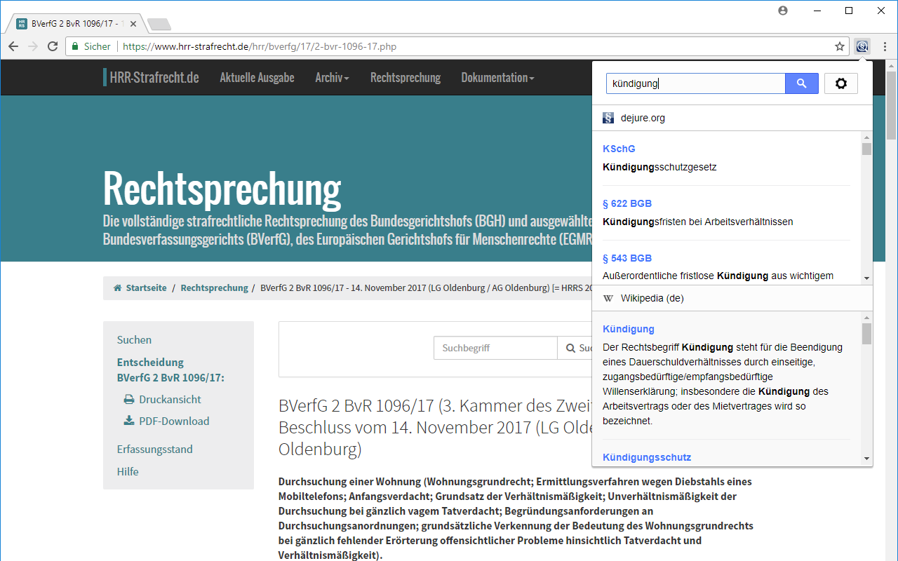 dejure.org Multi-Suche - 截图 1