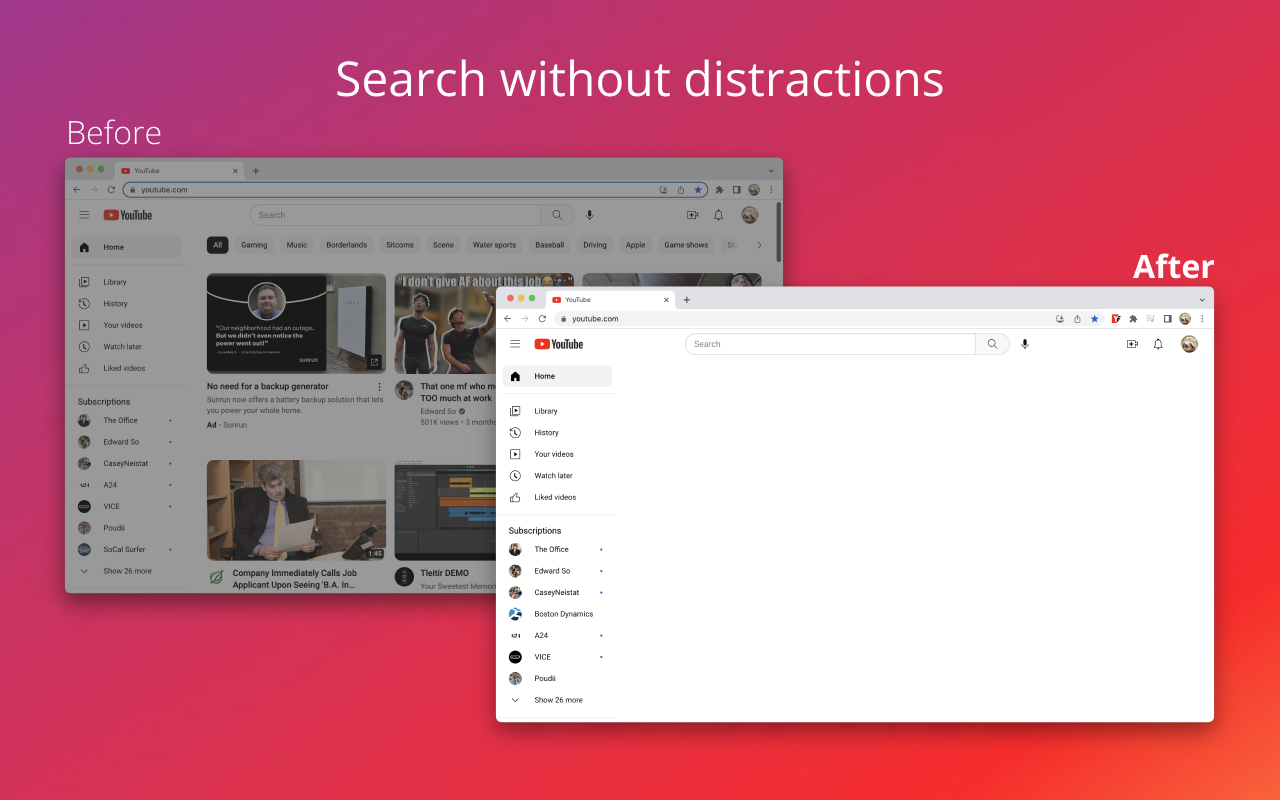 YouFocus - Hide YouTube Distractions - 截图 2