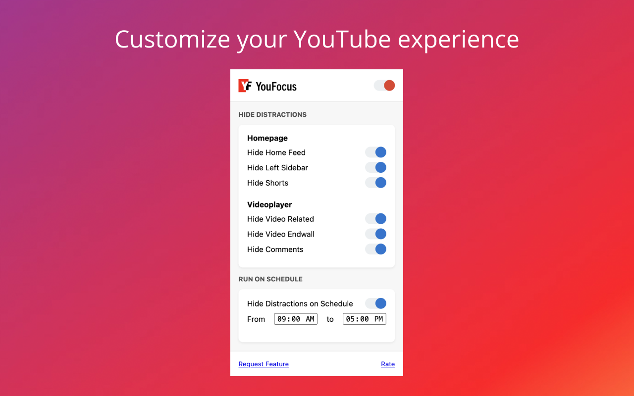 YouFocus - Hide YouTube Distractions - 截图 3
