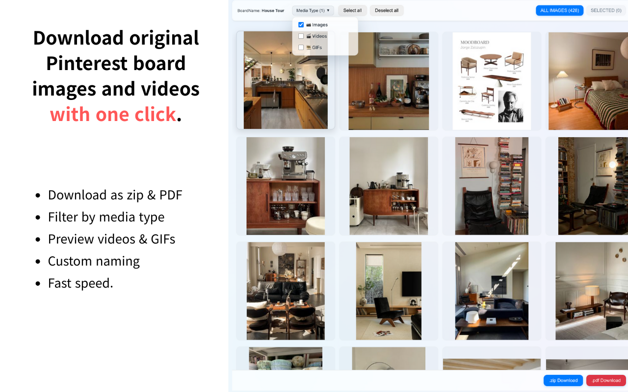 PinSnap - Pinterest Image Downloader & Bulk Saver - 截图 1