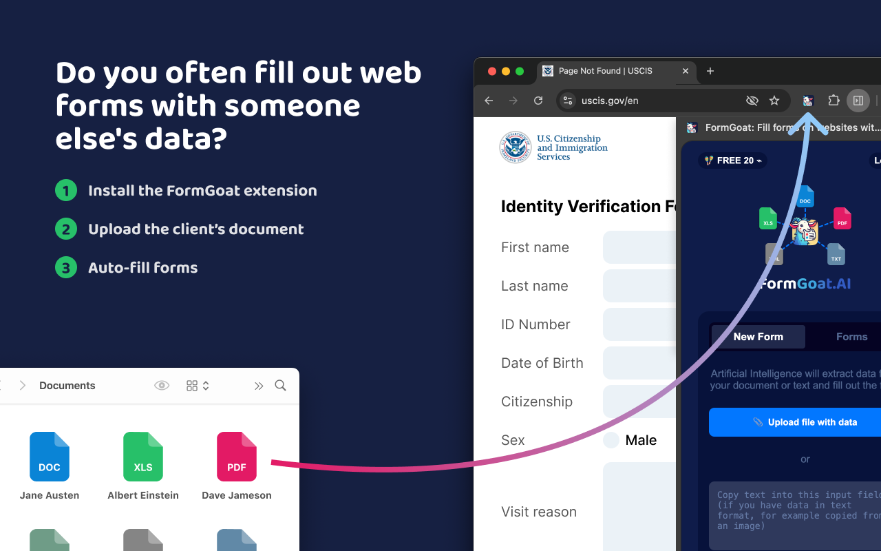 FormGoat.AI – AI自动填写网页表单,支持文档、图片和OCR - 截图 1