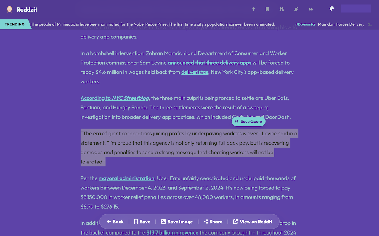 Reddzit - Save Quotes from Any Page - 截图 2