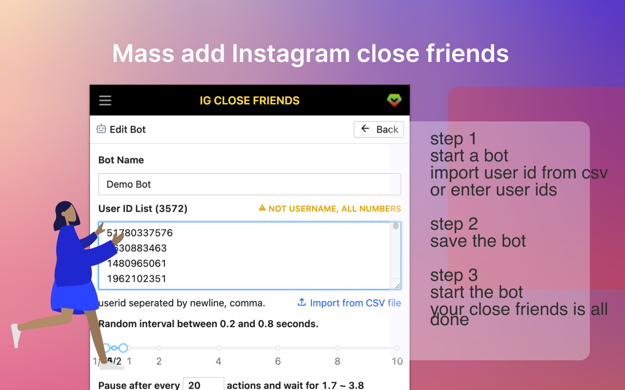 Closefox - Mass Add IG Close Friends - 截图 2