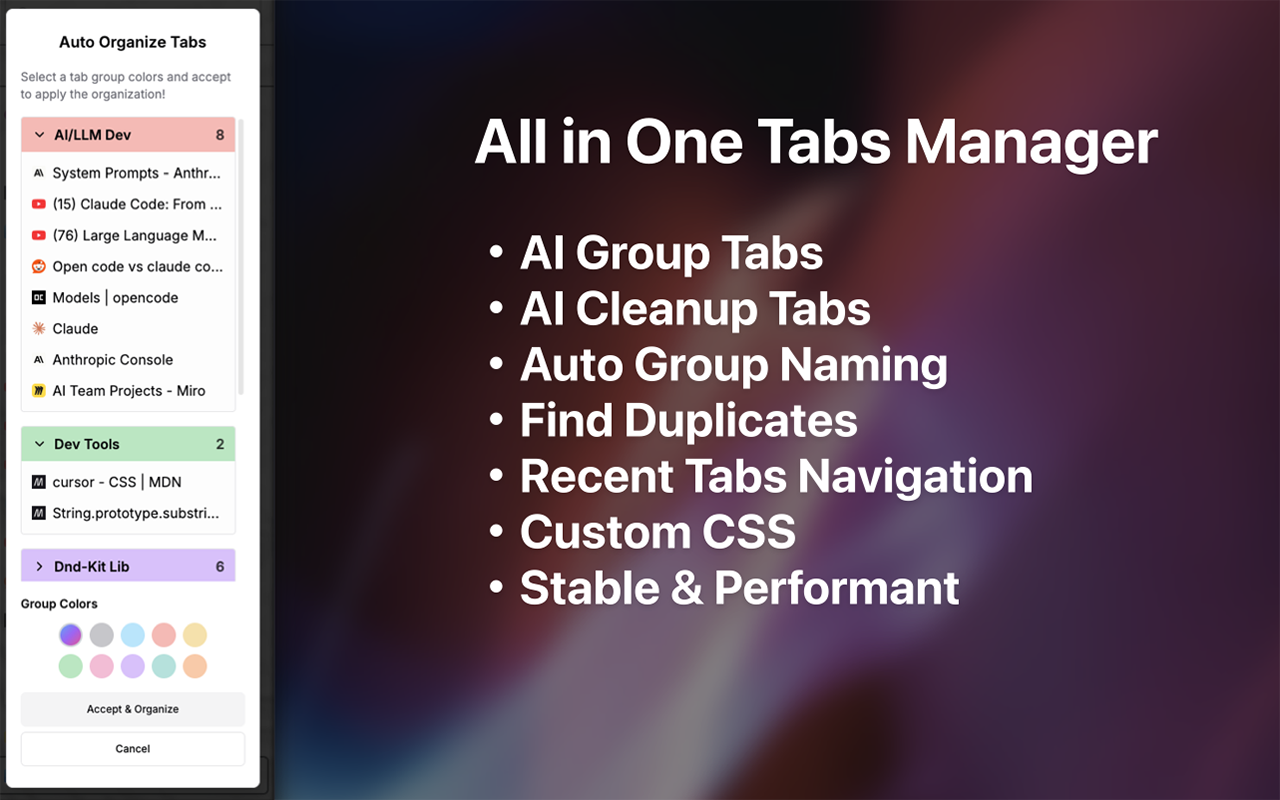 Sharp Tabs v3 - Best Open Source All-in-1 Tabs Manager (Vertical & Pop-up)! - 截图 3