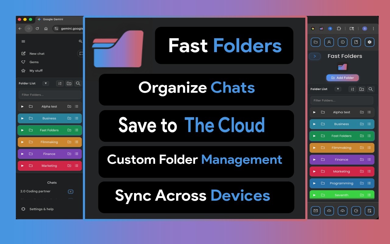 Google Gemini Folders & Chat organizer - Fast Folders - 截图 1
