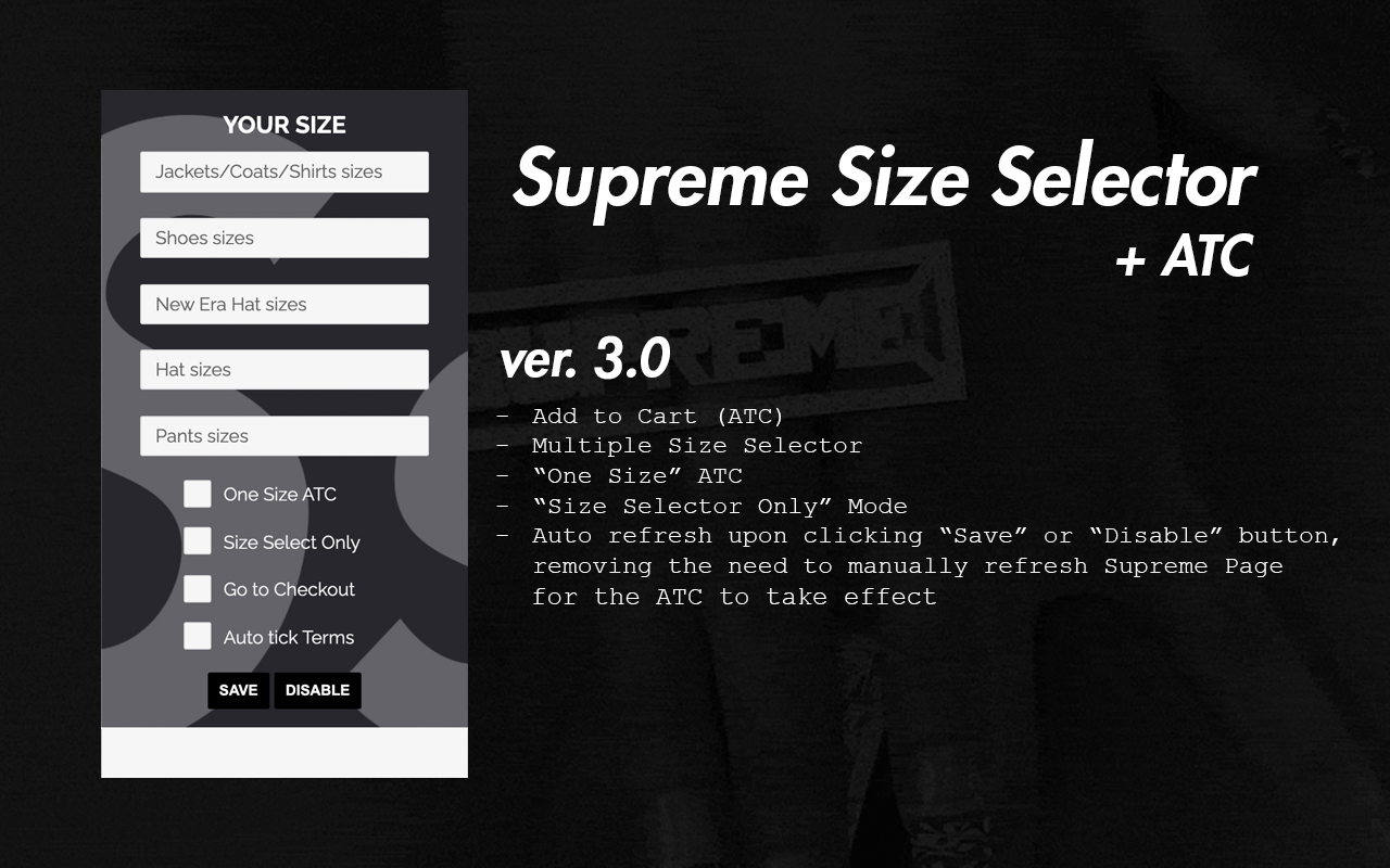 Supreme Size Selector + ATC - 截图 1