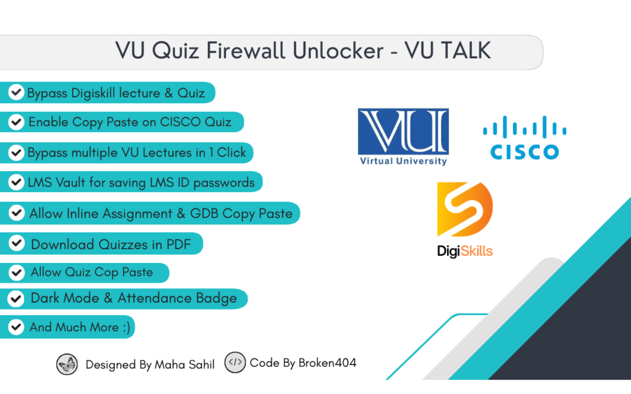 VU TALK - VU Quiz Firewall Unlocker DigiSkills & Cisco Bypasser - 截图 1