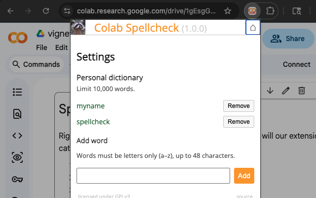 Colab Spellcheck - 截图 2