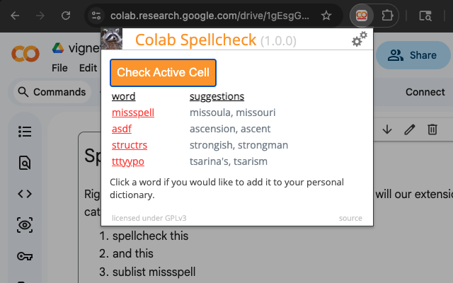 Colab Spellcheck - 截图 3