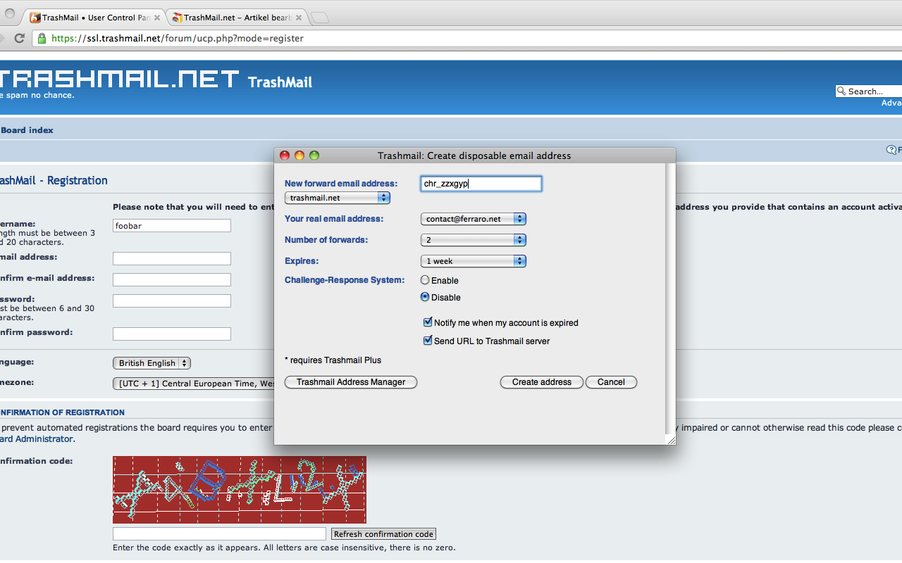 TrashMail.com: Create disposable address - 截图 4