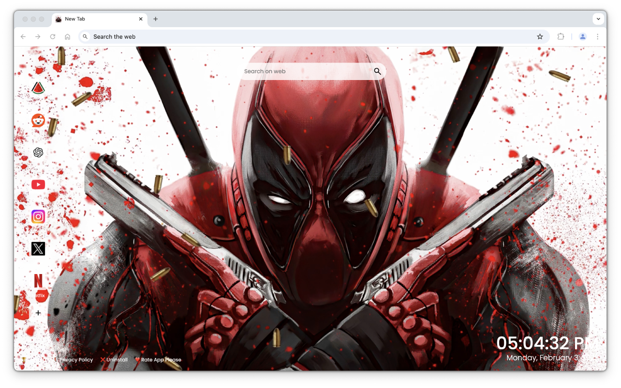 Deadpool Live Wallpaper New Tab - 截图 1