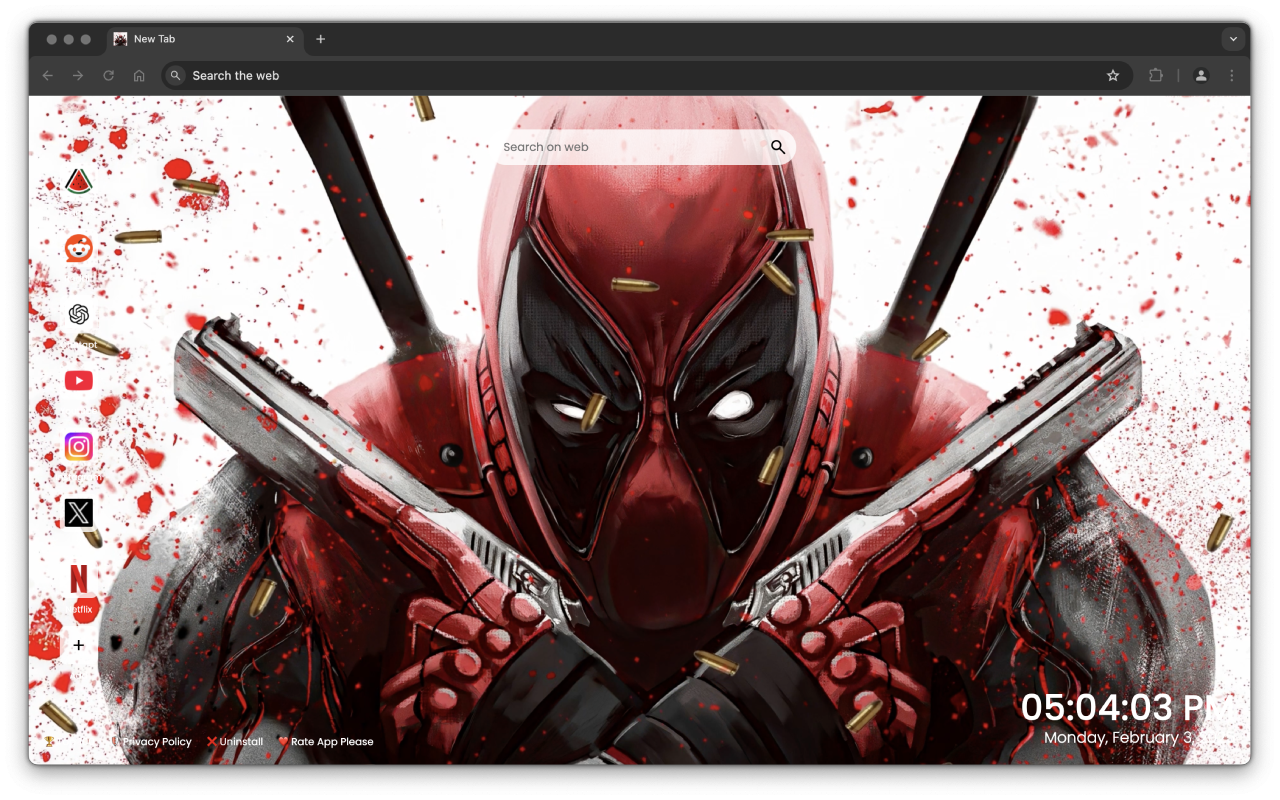 Deadpool Live Wallpaper New Tab - 截图 2
