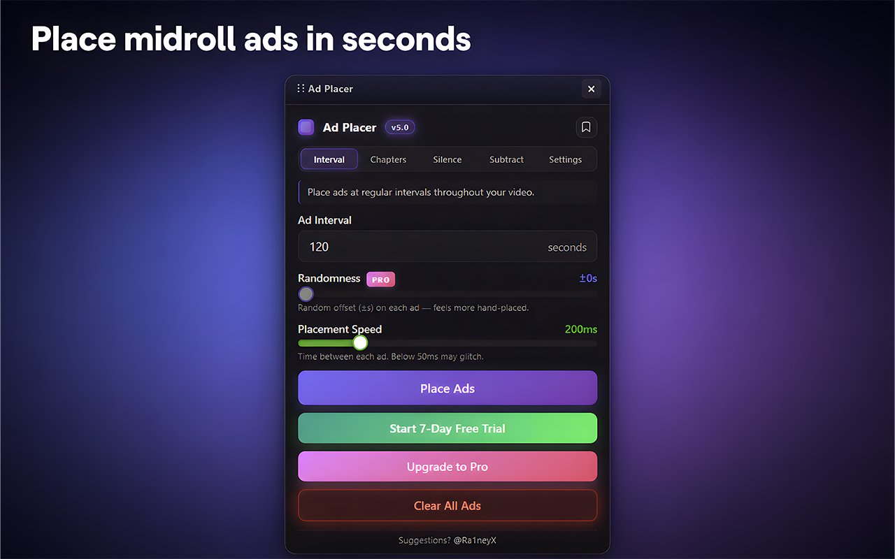 YouTube Studio Ad Placer - 截图 3