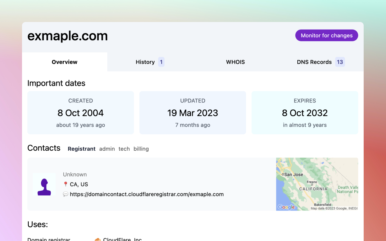 Domo - domain name info: WHOIS, RDAP, DNS & history lookup - 截图 3