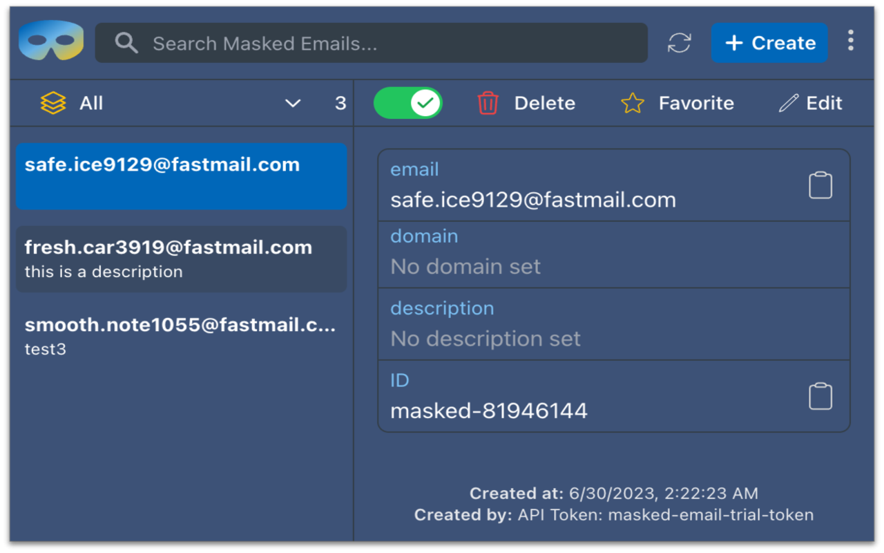 Masked Email Manager - 截图 2