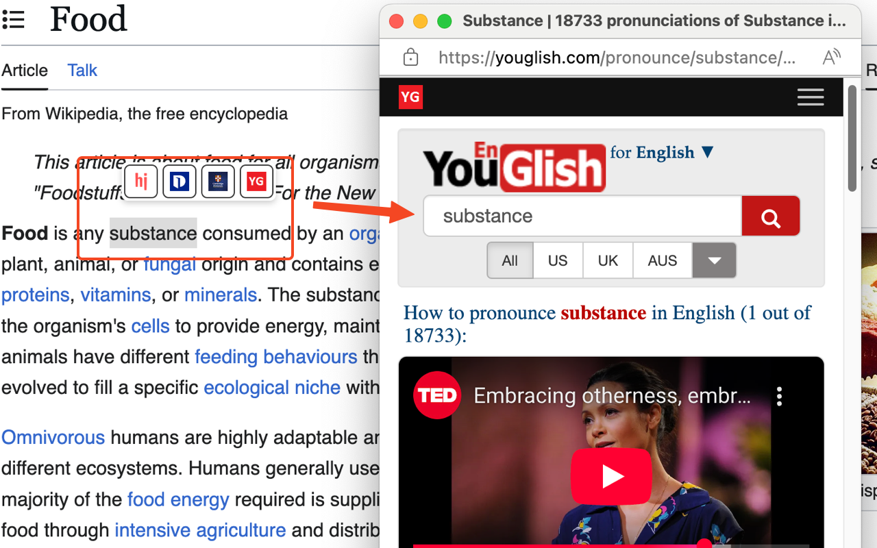 Popup Dict (Dictionary.com/Youglish/Cambridge Dict) - 截图 1