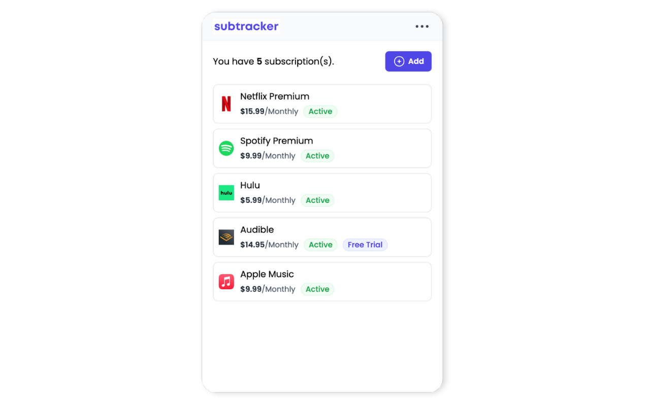 Subtracker: Manage Online Subscriptions - 截图 1