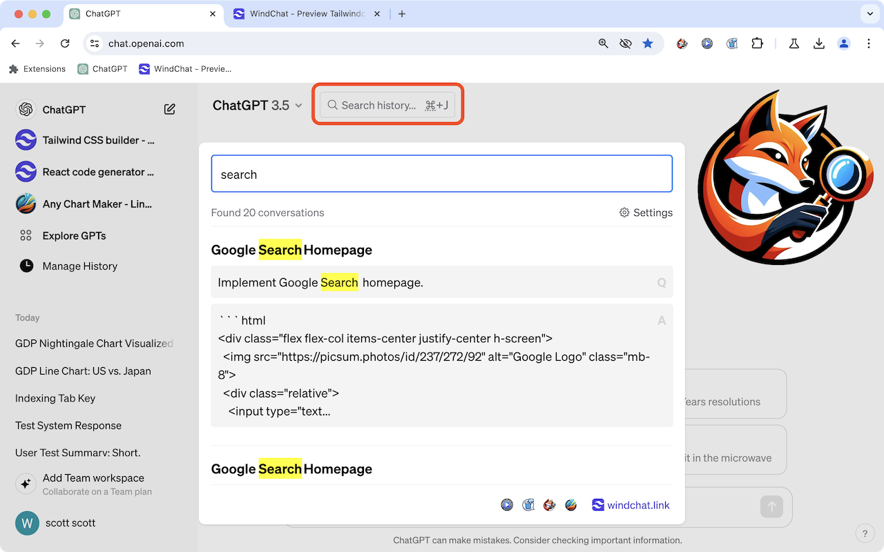 ChatGPT Conversation History Search & Claude AI Messages Search - 截图 1