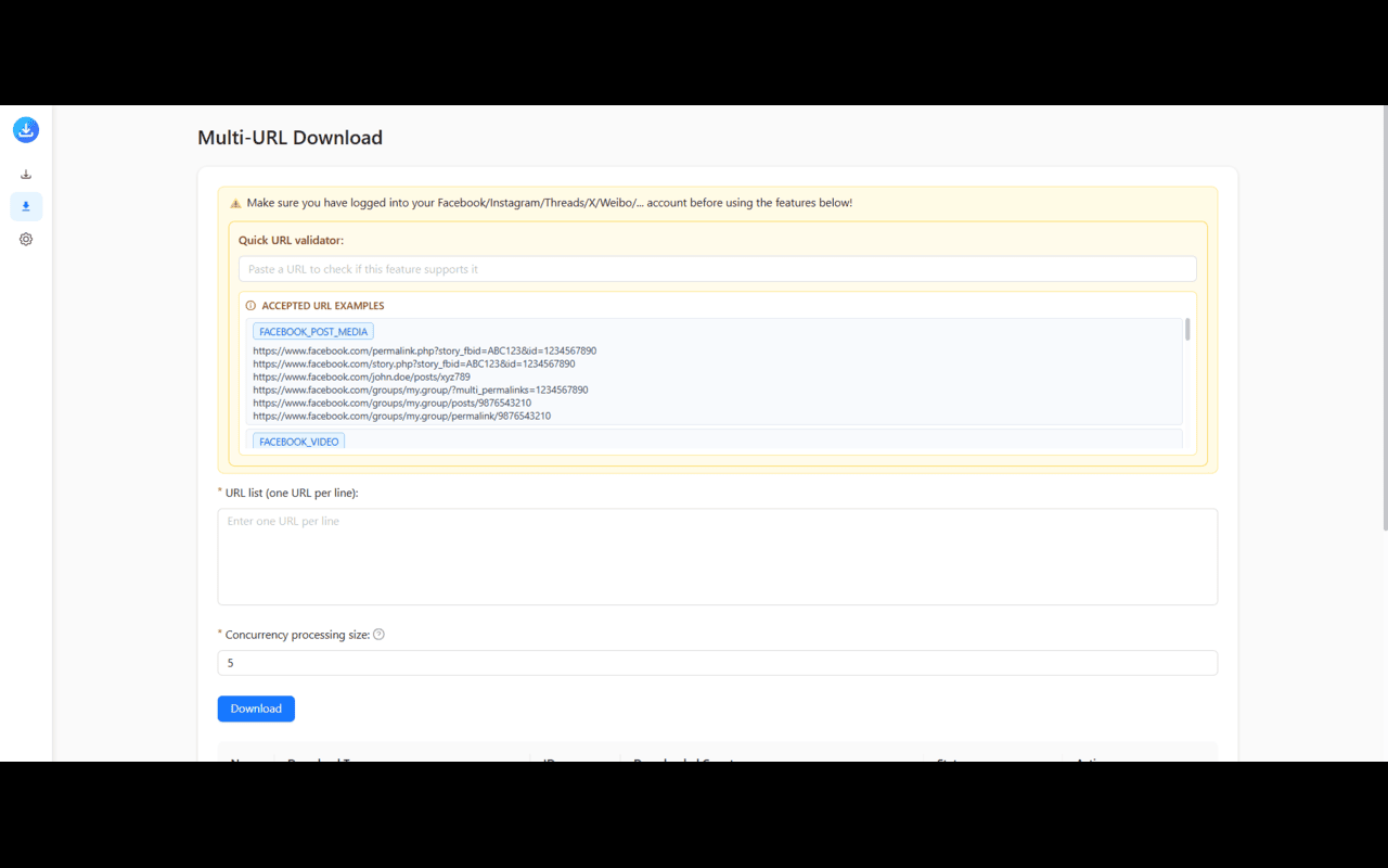 Social Bulk Downloader - 截图 1