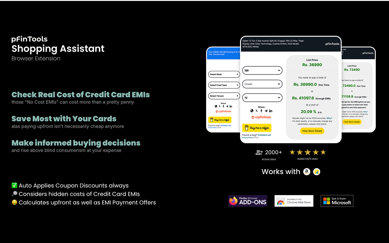 pFinTools.com - Credit Card EMI/No Cost EMI Cost Calculator - 截图 2