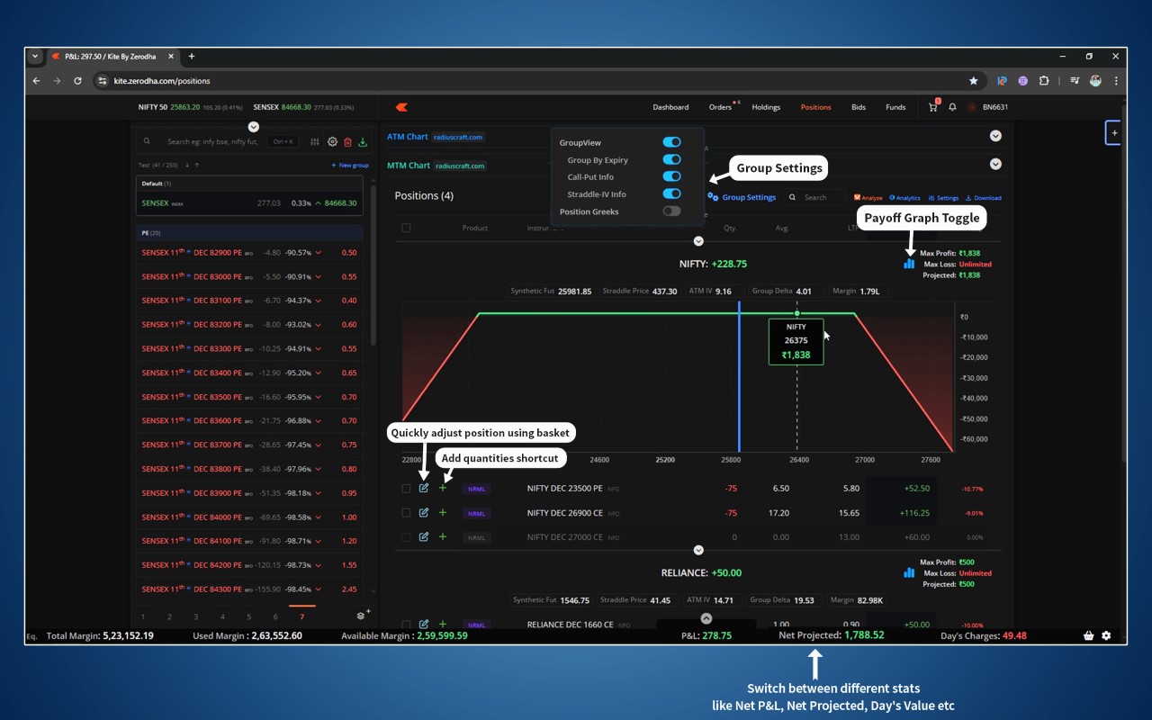 KitePlus For Zerodha (Unofficial Third Party Tool For Kite Web) - 截图 3