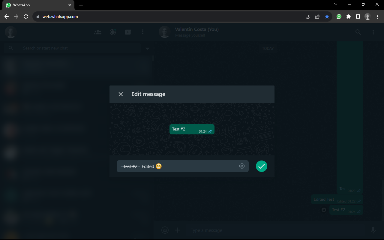 Up Arrow to Edit Last Message on WA Web app - 截图 1