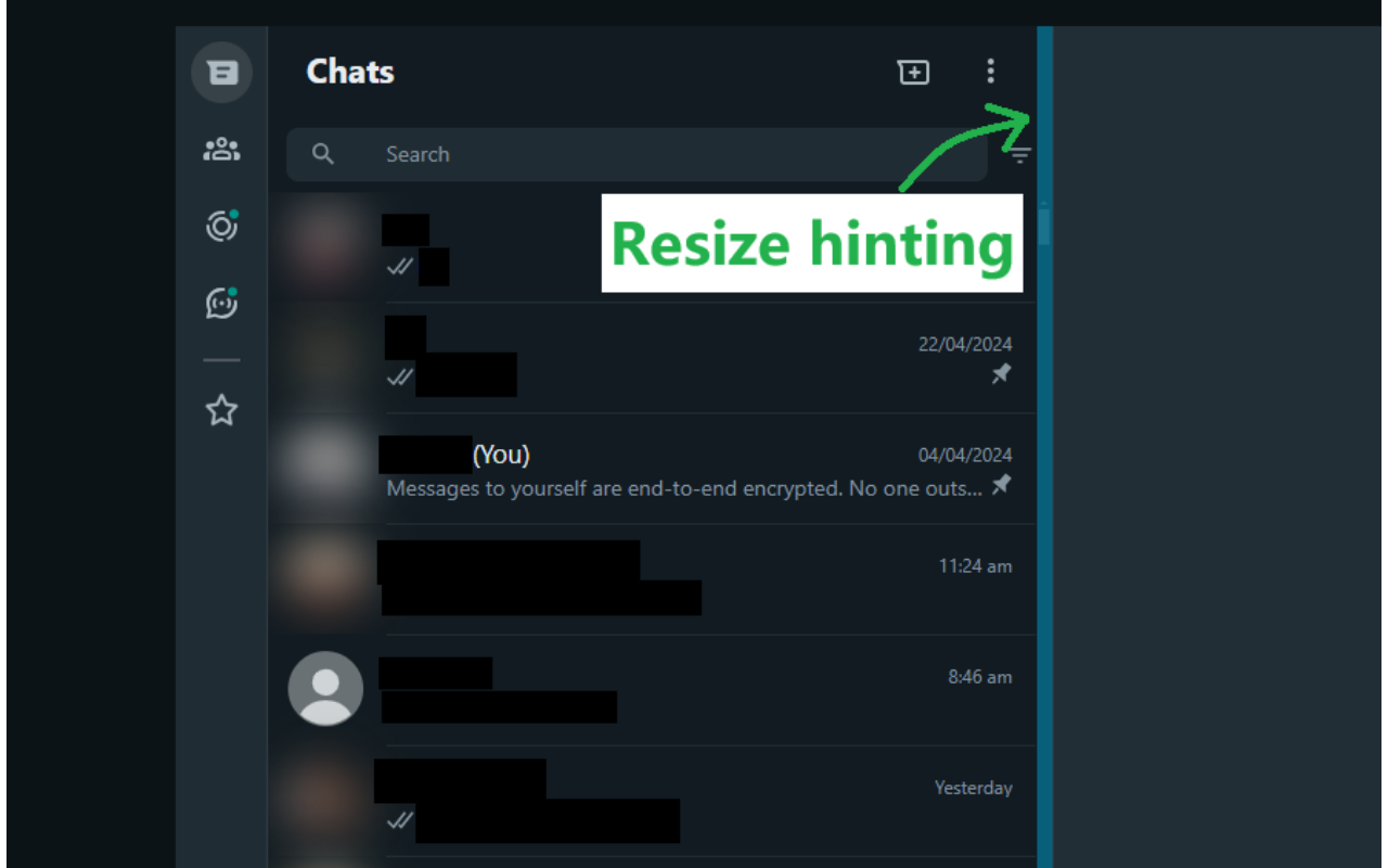 WhatsApp Web Chat List Resizer - 截图 3