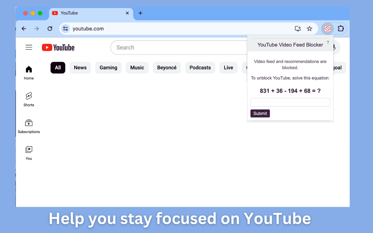 FeedBlock: Hide YouTube Video Feeds - 截图 1