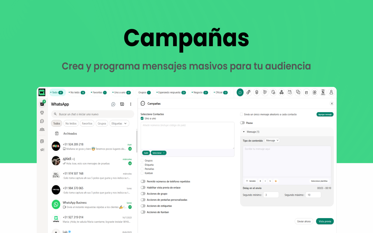 Whato - CRM para Whatsapp & Automatización de mensajes - 截图 3