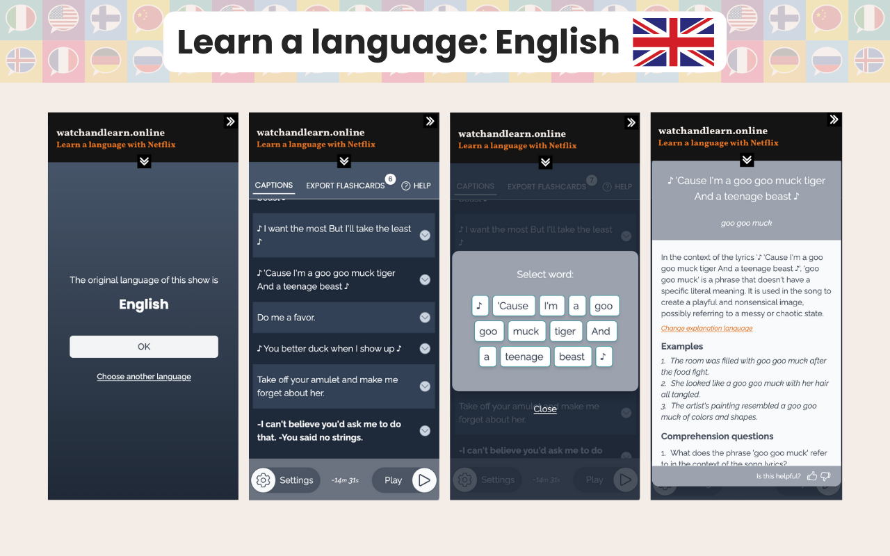Watch and Learn: Study a language while watching Netflix - 截图 1