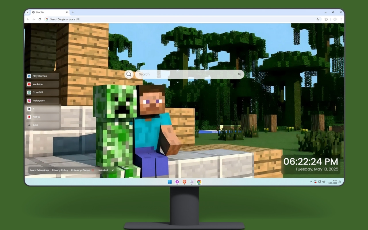 Minecraft Steve and Creeper Live Wallpaper - 截图 1